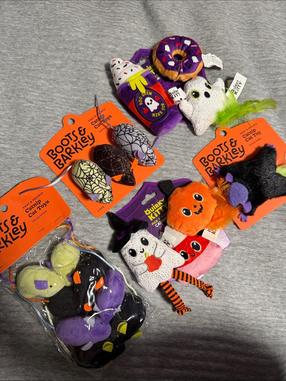 Boots & Barkley Halloween Plush Cat Toy Set - Purple, Orange, Black & White